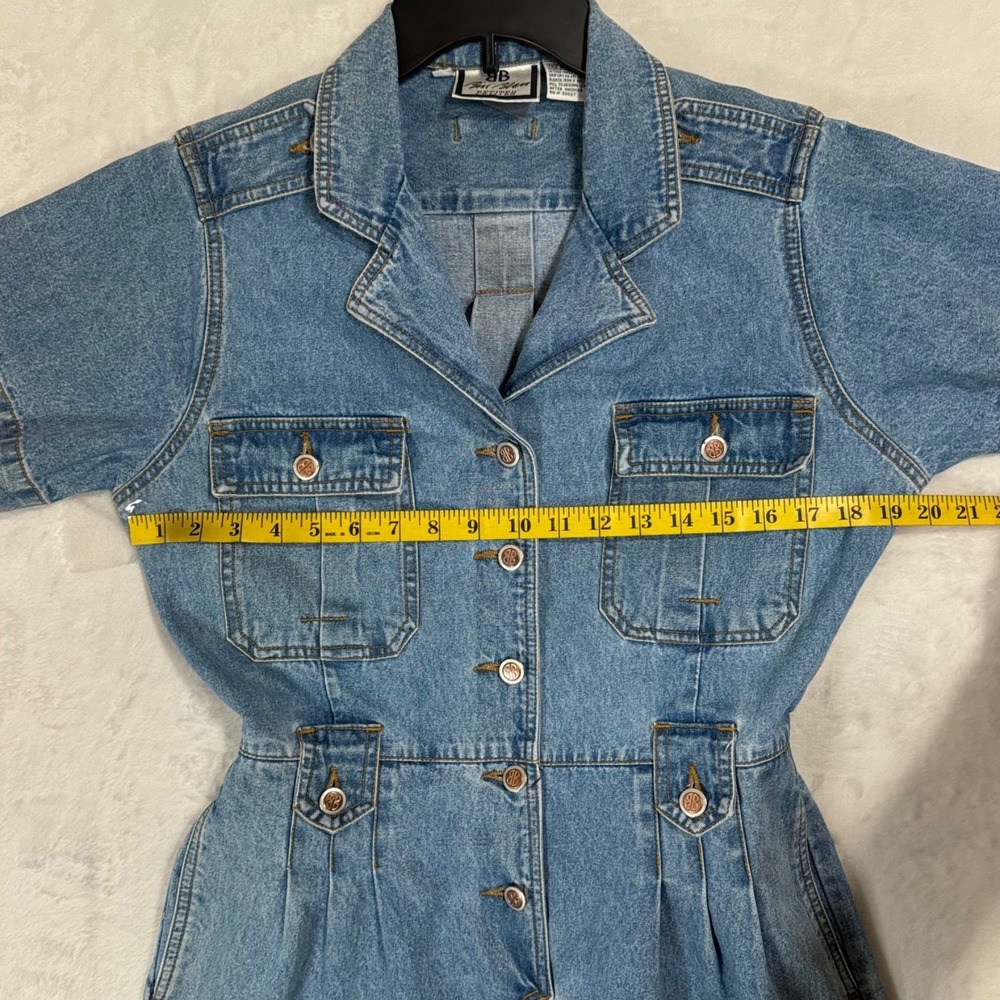 Vintage Bill Blass Denim Romper Jean Jumpsuit Medium P Utility Safari Nautical - Picture 8 of 15